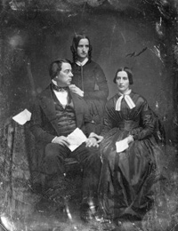 George Perkins Marsh, seated at the left, was a Whig Congressman from Vermont, 1843-1849, as well as a U.S. minister to Turkey and Italy. Caroline Crane Marsh: Marsh's second wife, was a writer and is seated. Lucy Crane: sister of Caroline Crane Marsh, stands.