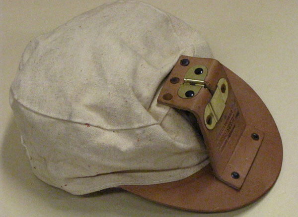 Canvas mining cap with leather brim