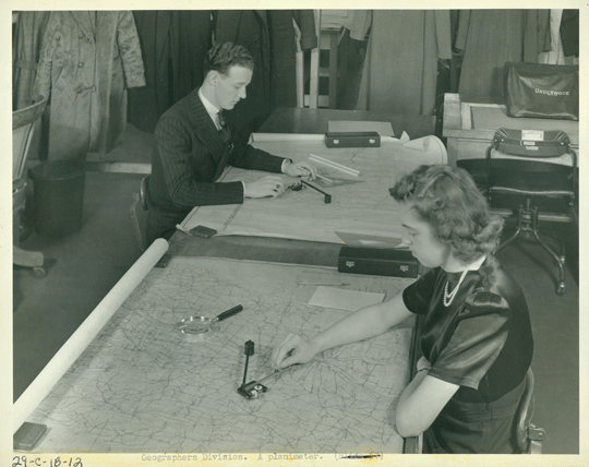 U.S. Census geographers using planimeters similar to Amsler's model 6, ca 1940