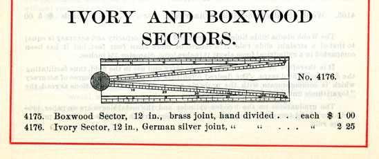 Advertisement for sectors in Catalogue of Keuffel & Esser Co