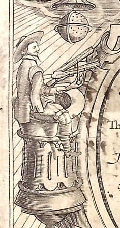 17th-century Englishman making calculations with a sector and dividers, from Edmund Gunter's 1623 De sector & radio.