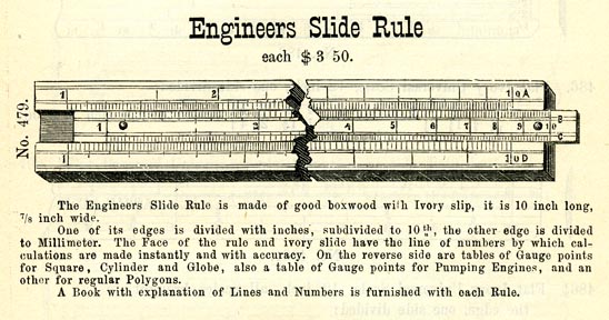 Image of an advertisement for an Engineers Slide Rule
