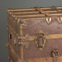 Close Up of a leather and paper trunk
