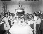 Photo of Mrs. Hawkins birthday party, ca. 1945.