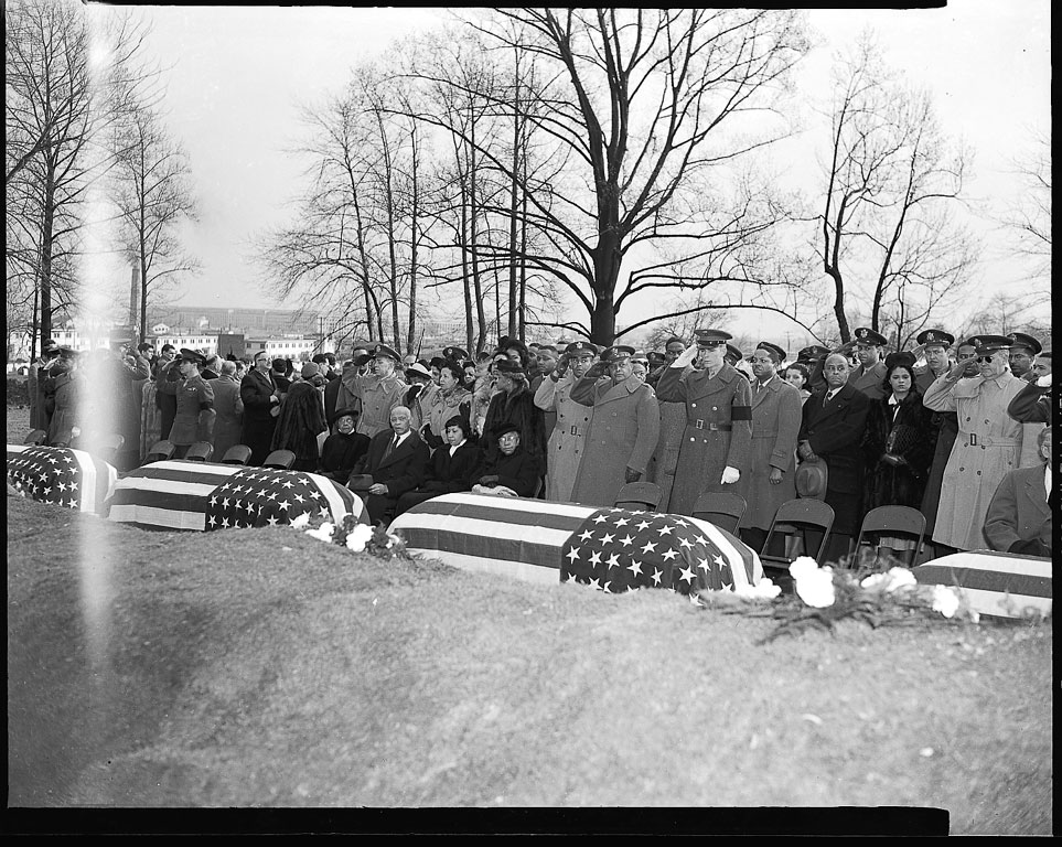 Photo of Capt. Overall [?] Burial at Arlington, January, 1949.