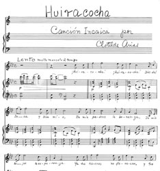 Huiracocha hand-written sheet music