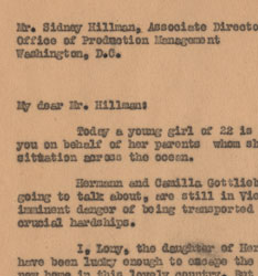 Letter from Lony Gottlieb to Sidney Hillman, April 16, 1941