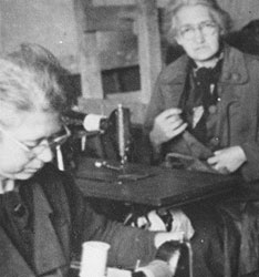 Forced laborers in a tailor’s workshop in the Theresienstadt ghetto, Czechoslovakia, between 1941 and 1945