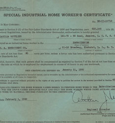 Special industrial home worker’s certificate, February 1949  