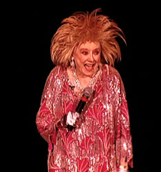 Phyllis Diller on stage at her final appearance in stand-up comedy in May 2002