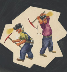 Illustration of two miners at work