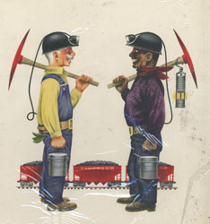 Illustration of two miners