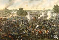 Lithographic print of the Gettysburg battle