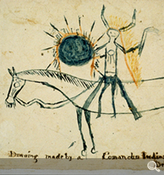Drawing made by a Kiowa Indian.  Unknown artist, about 1868 