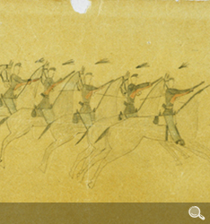 Cheyenne Pictures. Soldiers Charging on Sioux and Cheyennes.  Unknown artist, about 1894