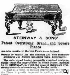 Steinway piano advertisement, Frank Leslie's Illustrated Newspaper, May 26, 1860