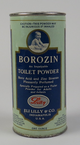 Borozin Toilet Powder, made with boric acid and zinc stearate